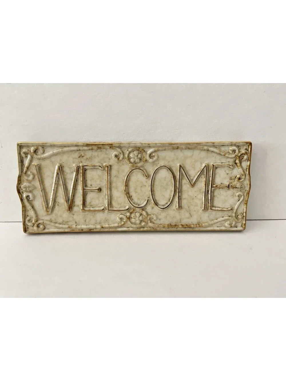 Welcome Ceramic Wall Hanging Plaque and Signs Home Entrance Door Decor Beige